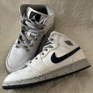 NIKE AIR JORDAN 1 Retro Mid White Cement Men’s Sneakers Size: 7Y